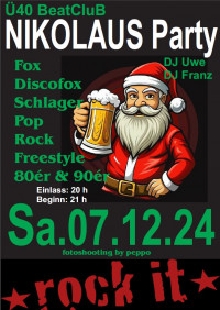 Flyer - Ü40 BeatCluB „Nikolausparty 2024“