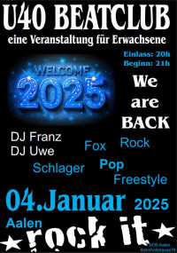 Flyer - Ü40 BeatClub im Rockit Aalen – Welcome 2025