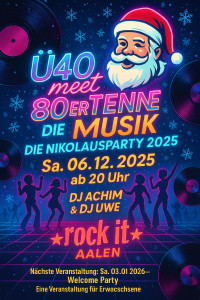 Flyer - Ü40 meet 80er Tenne – Die Nikolausparty 2025